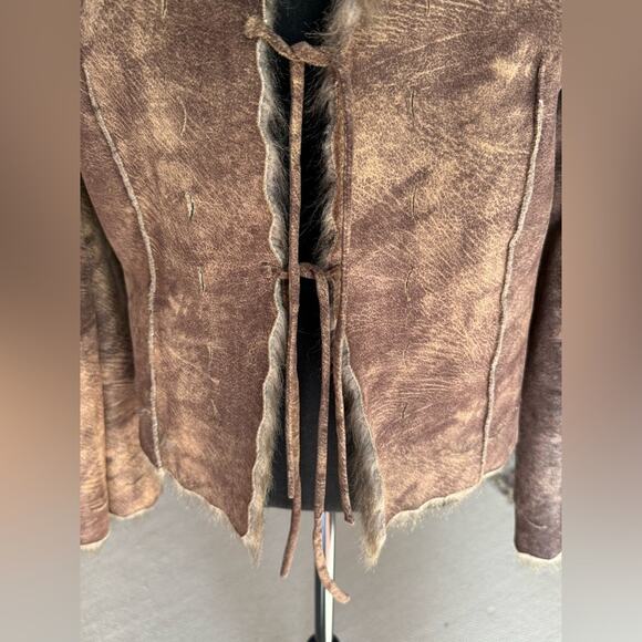 David Benjamin Brown Suede Faux Fur lining and on collar. Size M | NWOT - Picture 5 of 8
